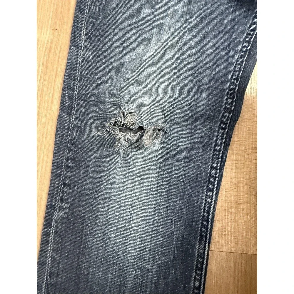 Banana Republic Jeans Mens‎ 33x32 Charcoal Gray Slim Straight Distressed Denim